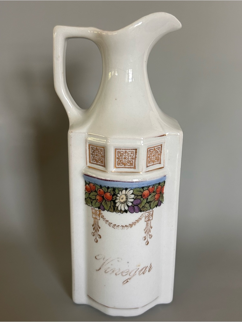 Vintage Thuringia German porcelain Vinegar bottle Pitcher Shabby Retro Kitchen